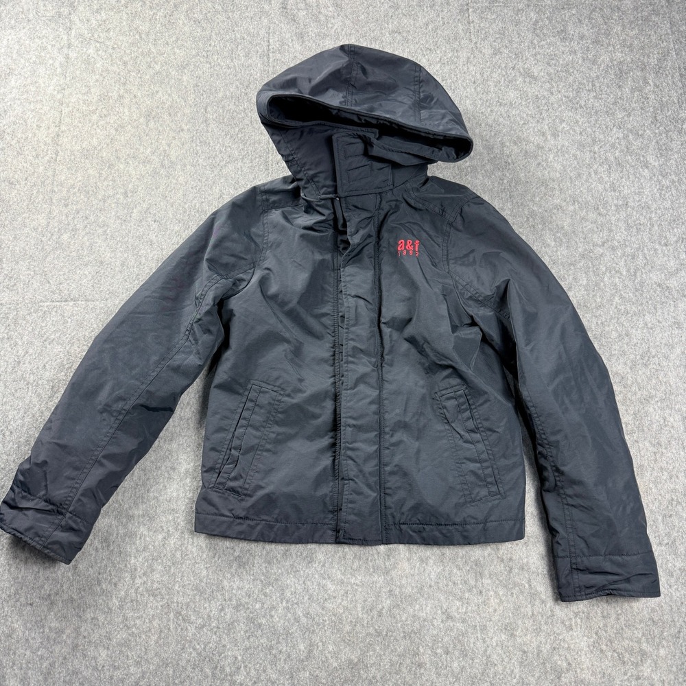 Abercrombie Boys Jacket Large Blue Puffer Red Navy Fleece Lined Hooded Kids